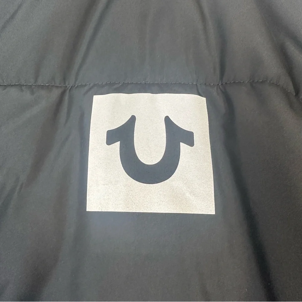 True Religion Mens Black Heavy Puffer Jacket Coat Size 3XL Full Zip Outdoor